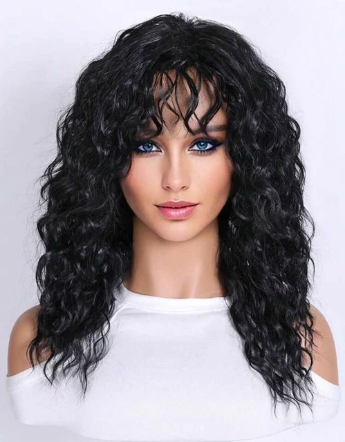 Perruque Synthétique Afro Courte Bouclée Noire - Longueur 35 Cm, Avec Bonnet - Neuve Sans étiquettes