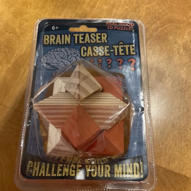BRAIN TEASER 3D Interlocking Real Wooden Puzzle CasseTete NEW Ages 6