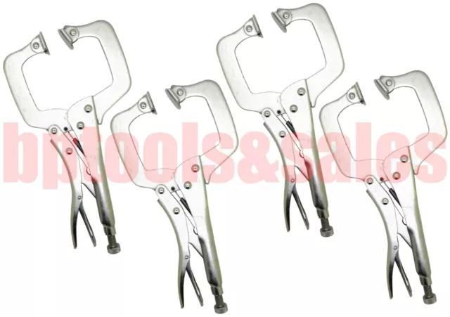 4pc 11" Locking C Clamp Pliers Set With Swivel Pads Welding Vise Clamps Holding
