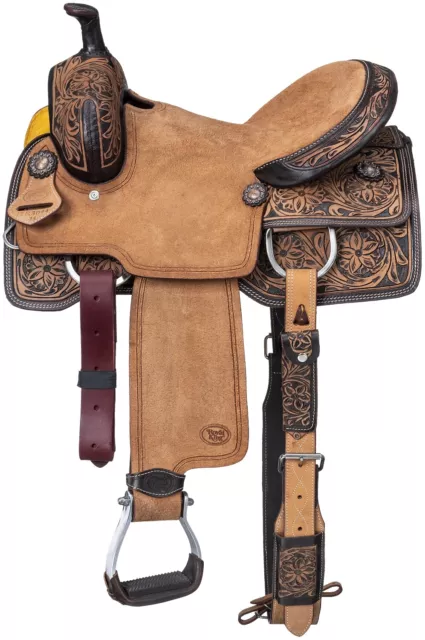 15" Pendleton Western Saddle - Roughout and Antiqued Tooled Leather