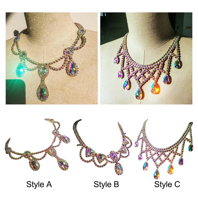 Dance Necklace Jewelry Colorful Rhinestone for Ballroom Dancing Latin Women