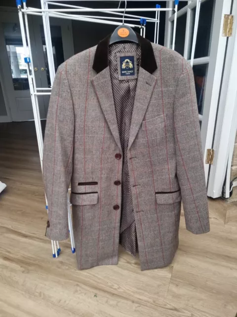 Giacca Lunga A Quadri Marc Darcy Tweed Uomo Piccola Cieca 3/4 Taglia 36R Inverno