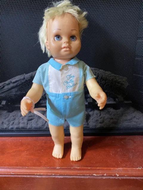 VTG 60s Mattel Tiny Chatty Cathy Brother Blonde Doll ORG OUTFIT Mute STRING WORK