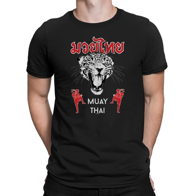 Muay Thai Leopard T-Shirt Mens ORGANIC Clothing Boxing Fight Clothing Thailand