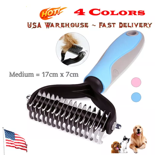 Pet Double sided Brush Grooming Hair Fur Knot Cutter Removal Comb Cat Dog - M