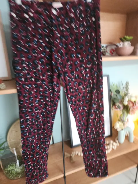 Gorman Women's Size 12 Burgundy Leopard Animal Print Corduroy Stretch Cord Pants