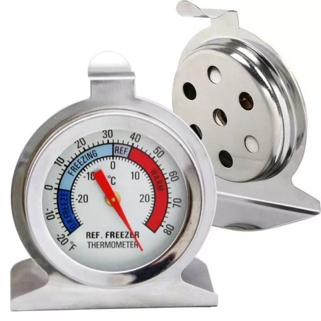 Stainless Steel Fridge Thermometer - Dial Style Refrigerator/Freezer