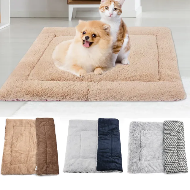 Large Luxury Plush Fur Dog Cat Bed Mattress Warm Winter Memory Foam 38-90CM UK