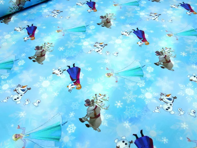 Stoff Baumwolle Jersey Eiskönigin Frozen Anna Elsa Olaf blau türkis Kinderstoff