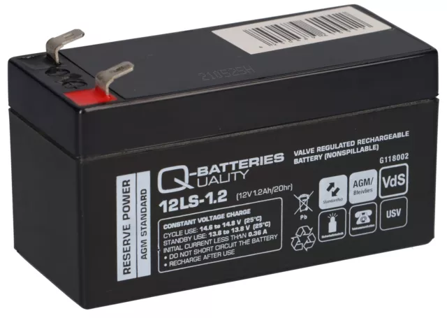 Q-Batteries 12LS-1.2 12V 1,2Ah Molleton de Plomb Piles AGM Vrla Vds Compatible