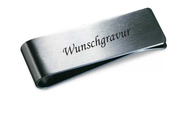 Geldscheinklammer  Geldclip  Moneyclip Metall mit Gravur