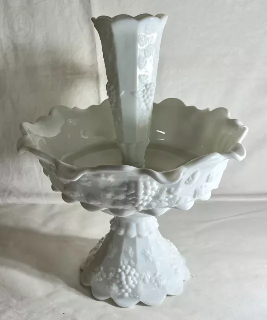 Westmoreland Milk Glass Paneled Grape 3 Piece Epergne Set *RARE*