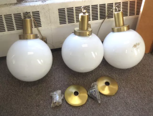 10 inch 1960s Mid Century Modern Gold Hanging Globe Ball Pendant Ceiling Light