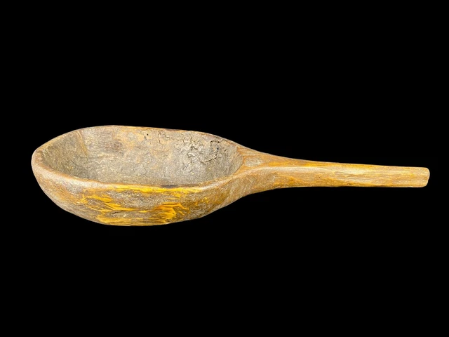 Large Antique Primitive Giant Hand Carved Wooden Spoon Or Serving Dish
