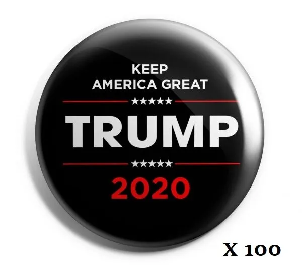 Trump 2020 Campaign Buttons: "Keep America Great" (Black) - Wholesale Lot of 100