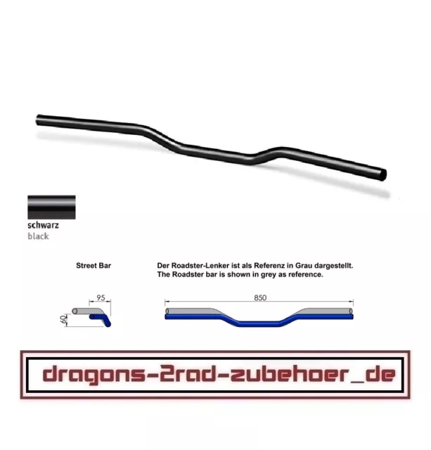 LSL 25,4mm 1" Motorrad Lenker L01 ROADSTER SUPERBIKE SCHWARZ handlebar black