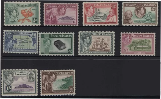 F124-2 1940 Pitcairn Island Collection set of 10stamps KGVI 1/2d to 1/- MH  WL27