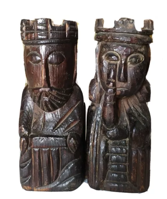 PAREJA REYES CATÓLICOS HECHO A MANO EN MADERA COMO SUJETA LIBROS   210-212mm