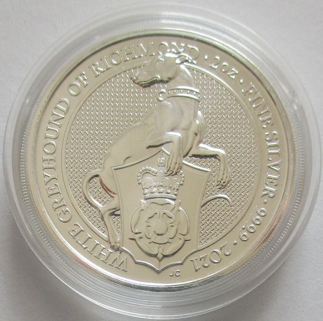 United Kingdom 5 Pounds 2021 Queen's Beasts Greyhound of Richmond 2 Oz Silver
