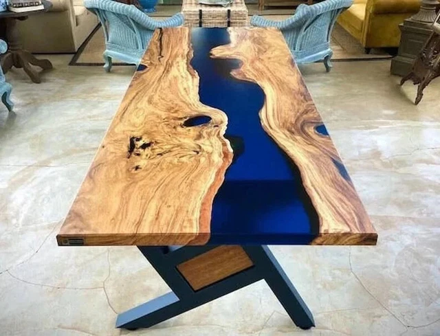 Elegant Blue Epoxy Table, Kitchen Dining Table, Epoxy Bar Table, Home Decorative