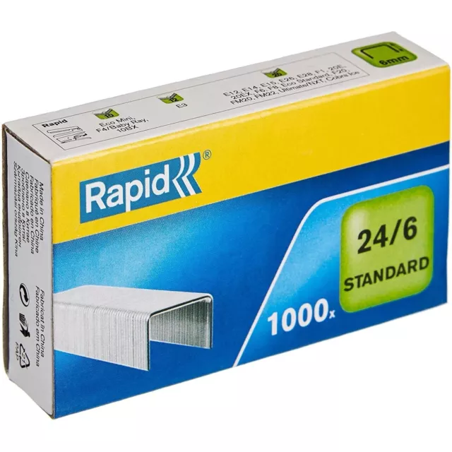 Rapid Agrafes Standard 24/6 Lot de 5 boites, galvanisé, boite de 1000 3