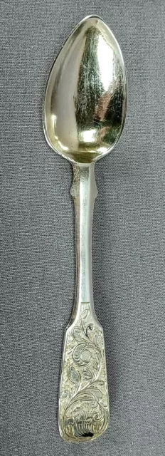 Russian Moscow 84 Silver Standard Engraved Floral Scrollwork Spoon C. 1847