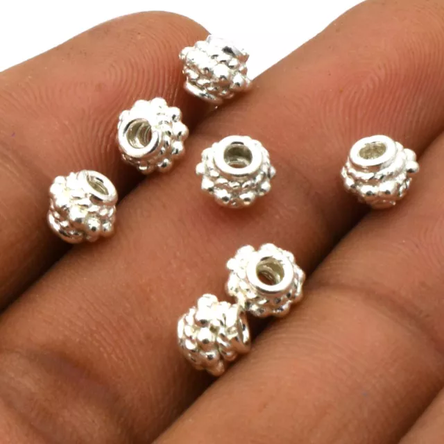 70 Pcs 6mm Spacer Bead Drum Bead Sterling Silver Plated