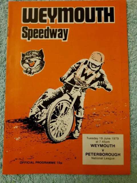 WEYMOUTH SPEEDWAY 1979 OFFICIAL PROGRAMME v PETERBOROUGH 19th JUNE. 12th MEETING