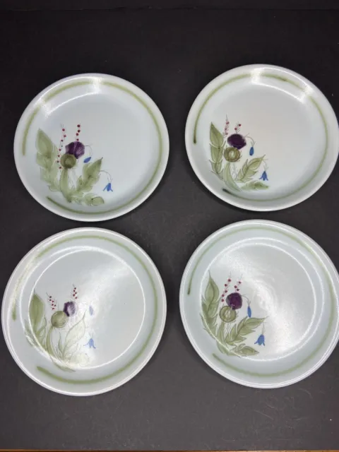 Buchan Portobello Scotland Thistle Stoneware Bread Salad Plates 7" Set of 4