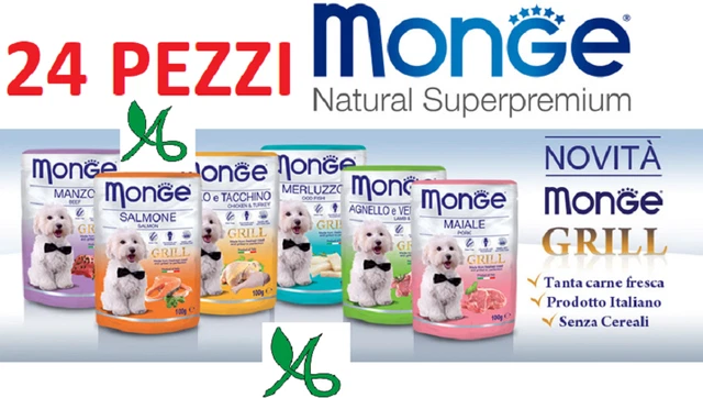 24 Bustine 100 Gr Cibo Per Cani Natural Super Premium Monge Grill In Bocconcini