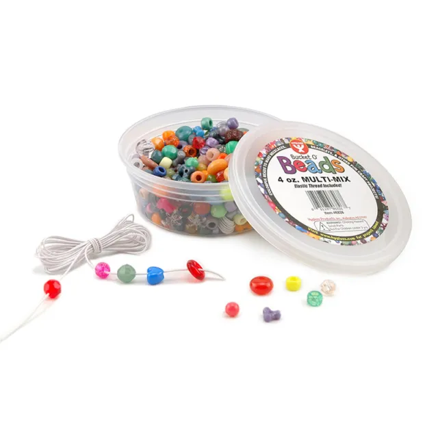 Hygloss Bucket O' Beads, Multi-Mix, Assorted Sizes, 4 oz