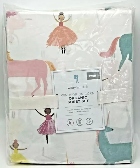 Pottery Barn Kids Windsor Unicorn Ballerina Organic Twin Sheet Set