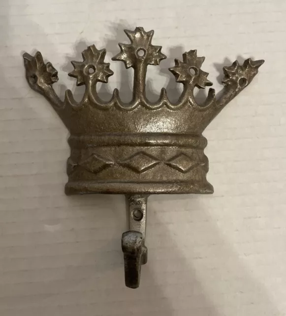 Cast Iron Princess Crown Coat / Hat / Towel Hook Antique Style -Free Shipping