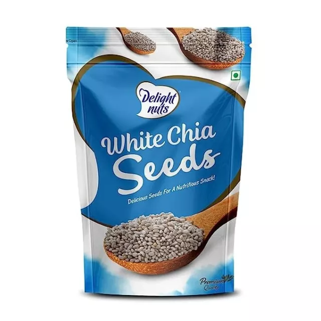 Delight Nuts White Chia Seeds, 200 gm, Natural Free Shipping