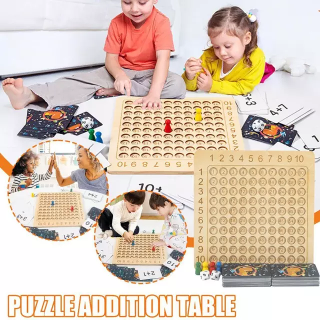 107Pack Math Multiplication Learning Toy Wooden Board Kids Funny Game Puzzle AU