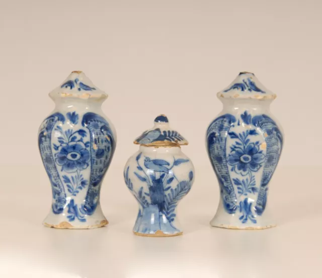 Antique Dutch Delftware vases miniature dollhouse vases tinglazed 18th c17th c