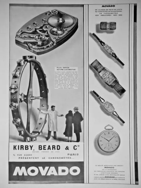 Publicité De Presse 1931 Movado Présentent Le Chronomètre