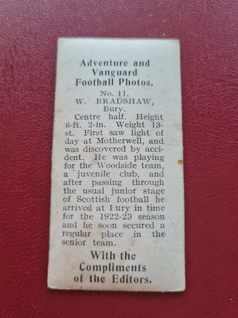 FUSSBALL 1925 THOMSON FOTO AVANTGUARD ABENTEUER Handelskarte BURY BRADSHAW 2