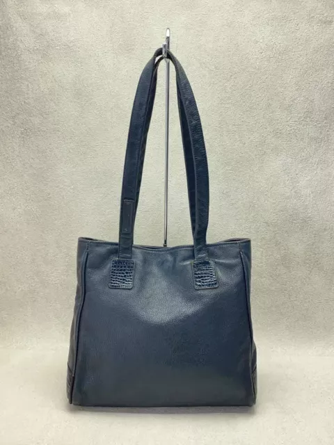 FENDI tote bag leather Navy plain Used