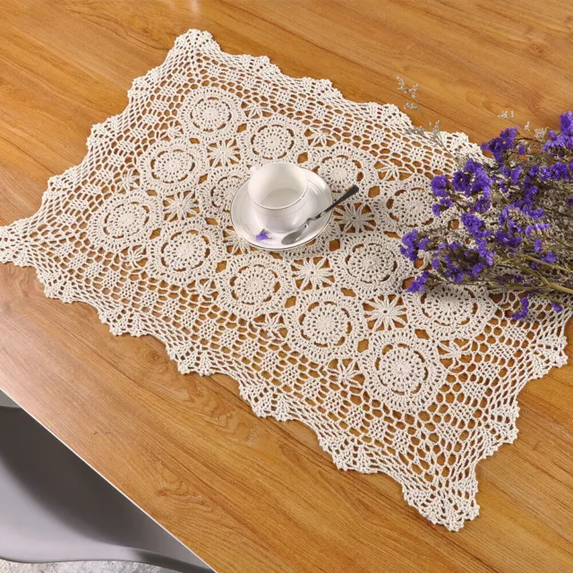 Rectangle Cotton Crochet Lace Tablecloth Dining Table Cloth Cover Wedding Party 2