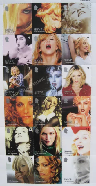 MADONNA 18 x UK Ghv2 PROMO Only POSTAGE STAMPS - SHEET rare Official WEA MINT