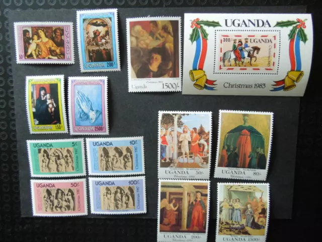 G689 Uganda 1986/87 Navidad 2 X Juego 1 X S/S Pinturas Individuales Sin Montar O Nunca Montada