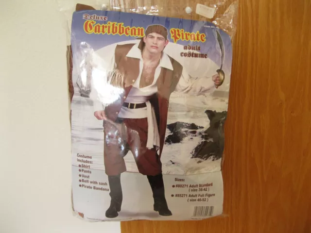 Men's Deluxe CARIBBEAN PIRATE Halloween Costume Size Adult Standard (36-42)