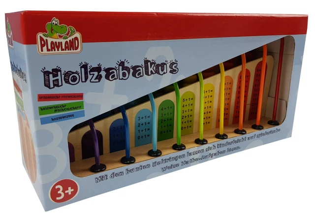 Holzabakus Lernspiel Holzperlen Ringe Abakus Mathe Rechnen Spielzeug 10 Farben