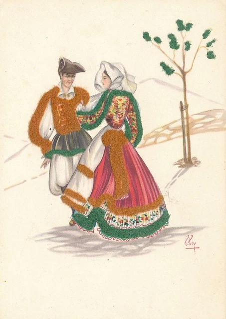 Cartolina Costumi Sardegna Sennori Tempera di Lola Loy Non Viaggiata