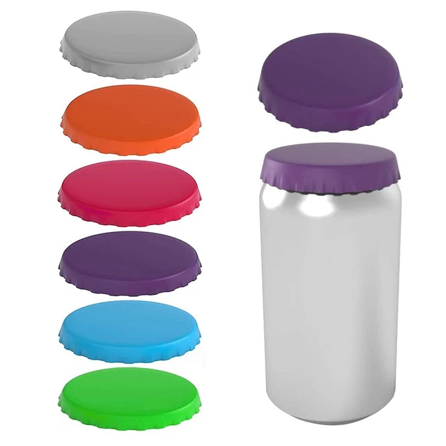 Soda or Beverage Can Lid, Cover or Protector, Standard (2 Pack, Orange & Blue)