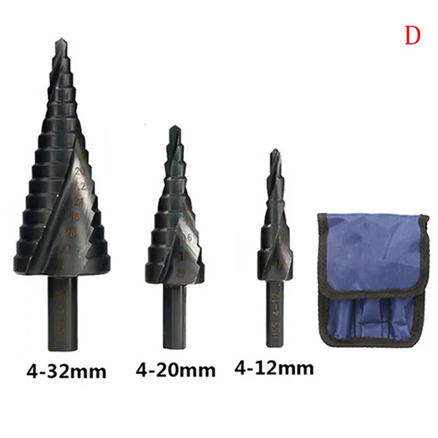 3PCS/SET 4-32MM HSS Cobalt Step Stepped Drill Bit Set Nitrogen Spiral Hole-tz