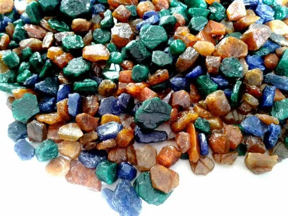 Natural Ruby Emerald & Blue Sapphire Burma Rough Loose Gemstone Lot