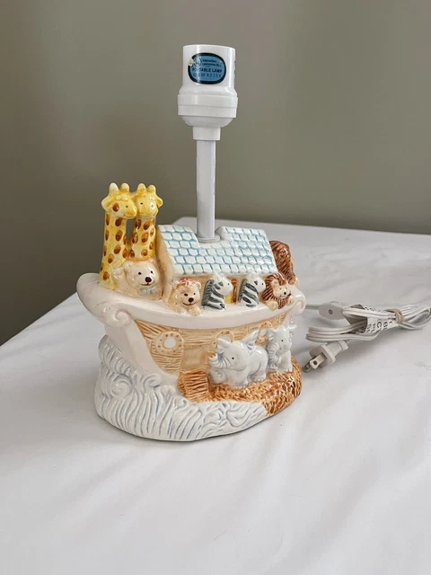 Noah's Ark Nursery Lamp Ceramic Kids Room Decor Vintage Russ Berrie and Company