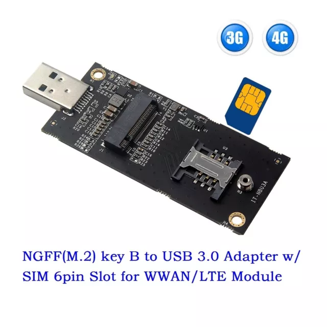 NGFF M.2 key B to USB 3.0 Adapter with SIM 6pin Slot for 3G 4G WWAN/LTE Module